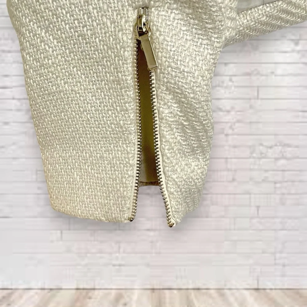 Lane Bryant Cream Tweed Moto Jacket Size 26 NWT - Picture 6 of 11